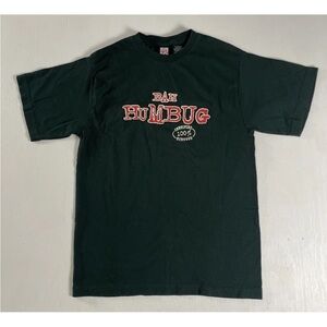 Dec. 25 Bah Humbug T-Shirt Mens M Ebenezer Scrooge‎ Christmas Tee Green Y2k new